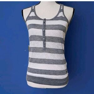 Aeropostale Button Down Razor Back Lace and Stripe Tank Top